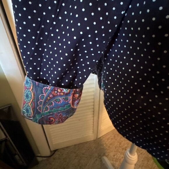 Tommy Hilfiger Womens Top,  Blouse, Size XL, Navy Blue with Polka Dots, Long Sle - Picture 7 of 9